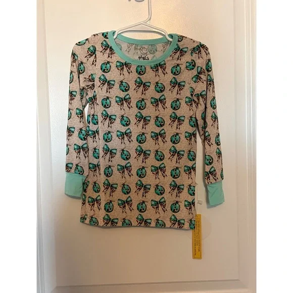 Gigi's Closet Toddler Girls 3T Pajamas Long Sleeve Pants Set Ornaments Bows - Picture 4 of 7